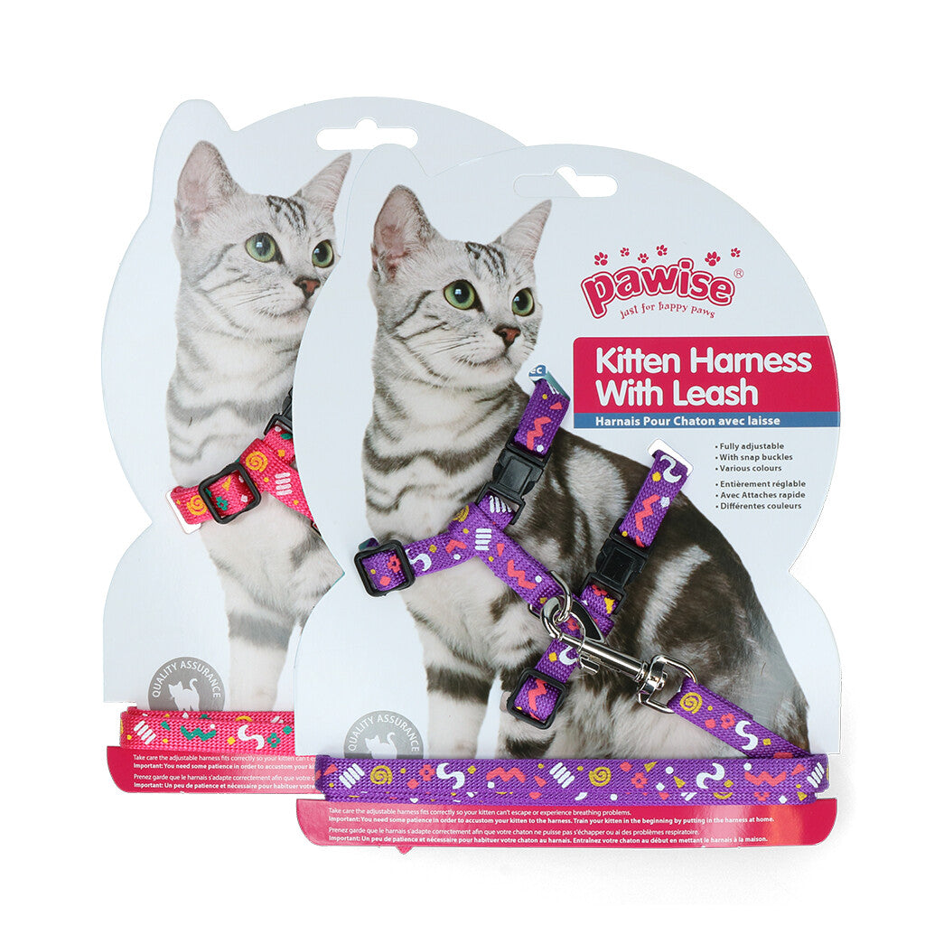 Pawise Kitten Harness Leash-Pink/Purple - Zimpel