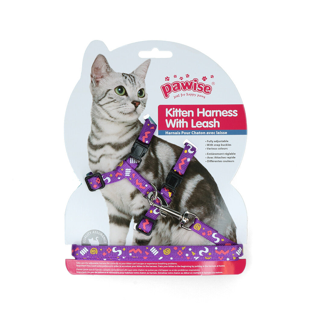 Pawise Kitten Harness Leash-Pink/Purple - Zimpel