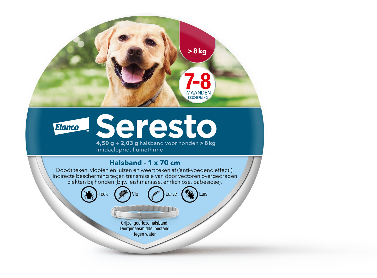 Seresto vlooien- en tekenband voor honden Vanaf 8 kg (4,50 g + 2,03 g)