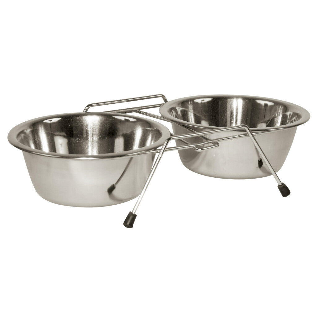 RVS Voerbak Twin Feeder 2 x 450 ml - Zimpel