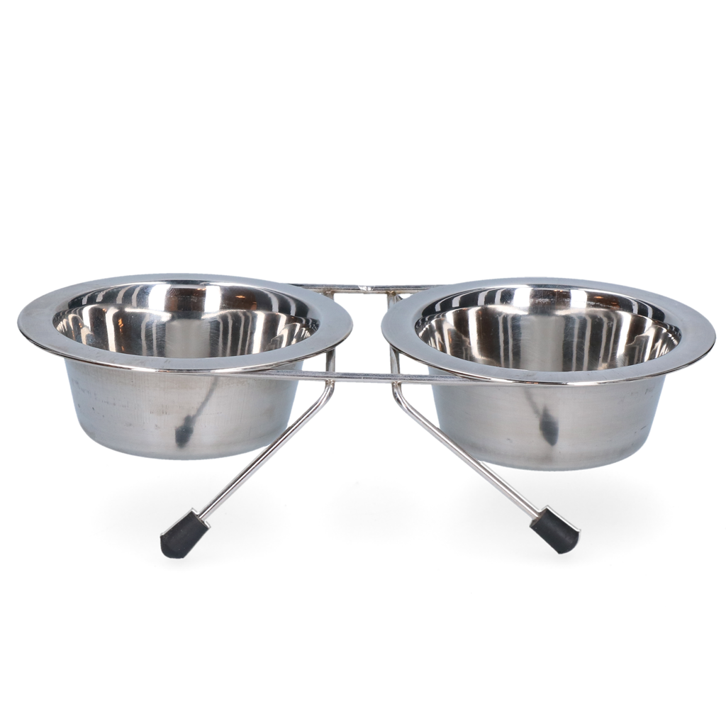Voer en drinkbak RVS met standaard Ø 11 cm (200 ml)