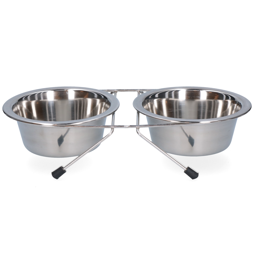 Voer en drinkbak RVS met standaard Ø 13 cm (350 ml)