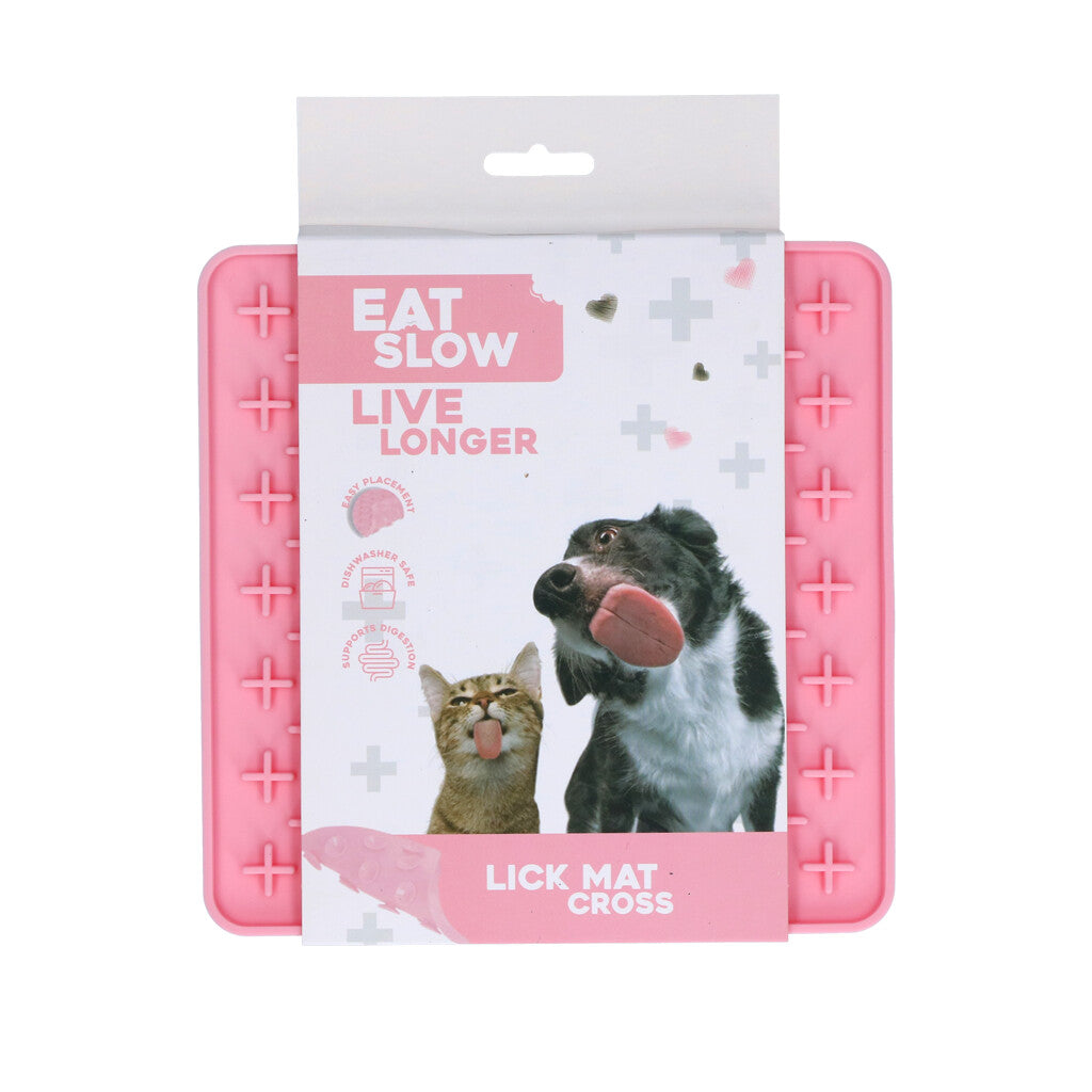 Eat Slow Live Longer Lick Mat Bones Blauw