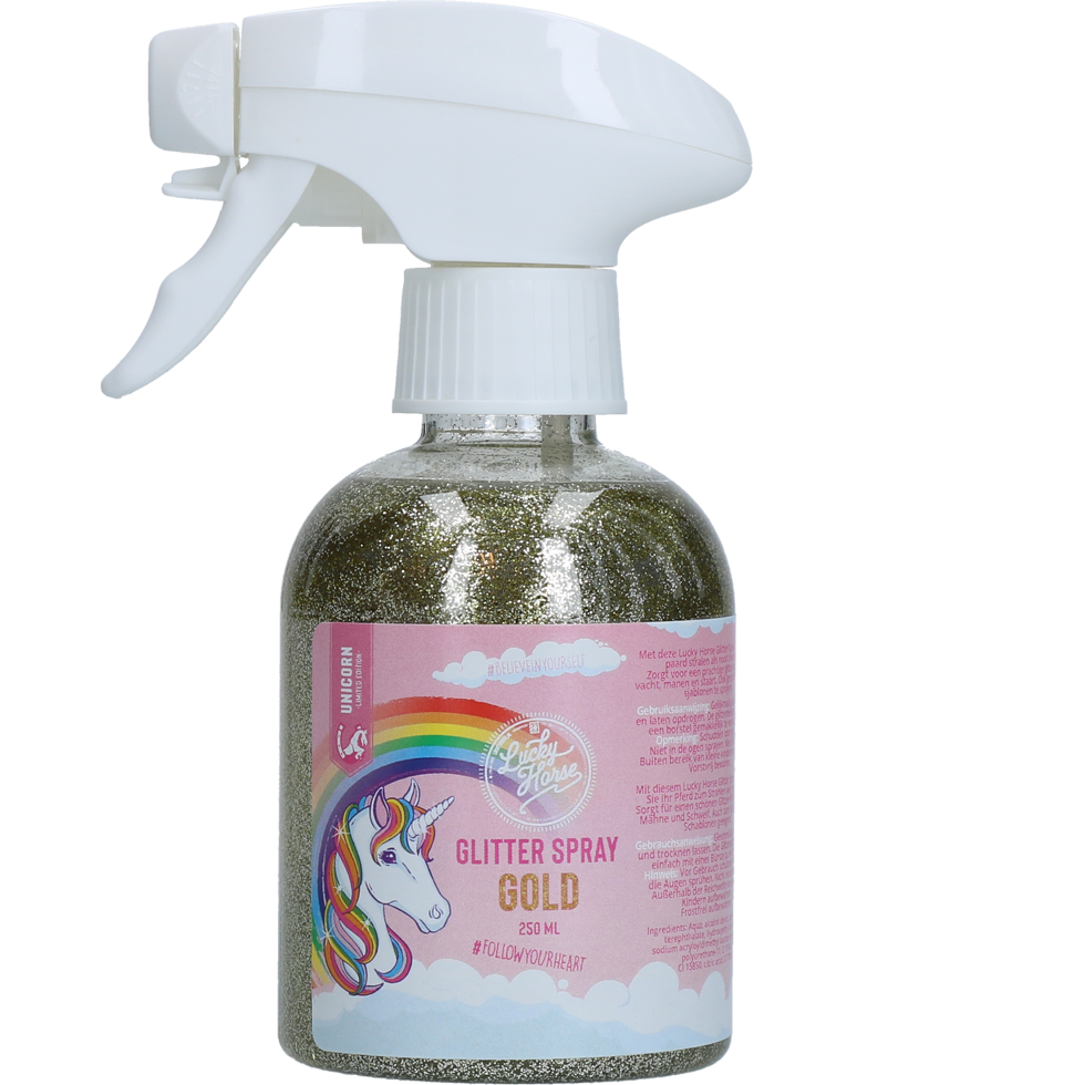 Lucky Horse Unicorn Glitterspray Goud