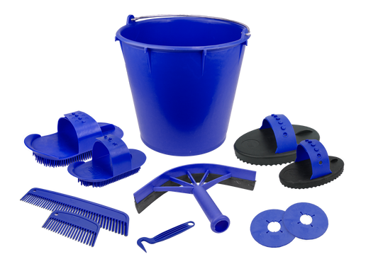 Poetsset van 10 items in emmer Blauw