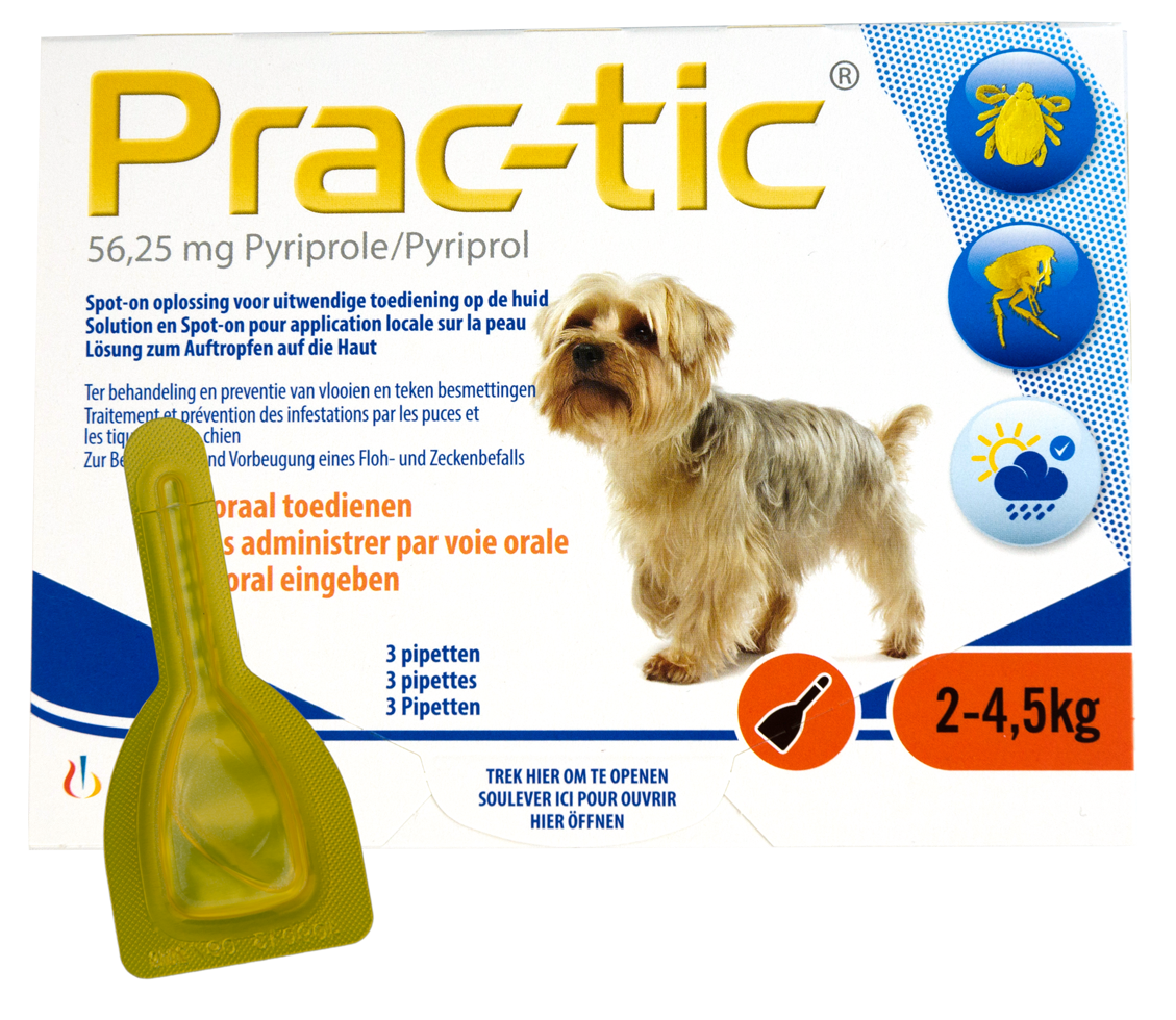 Prac-Tic Teken en vlooien druppels 2 tot 4,5 kg