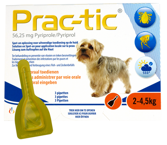 Prac-Tic Teken en vlooien druppels 2 tot 4,5 kg