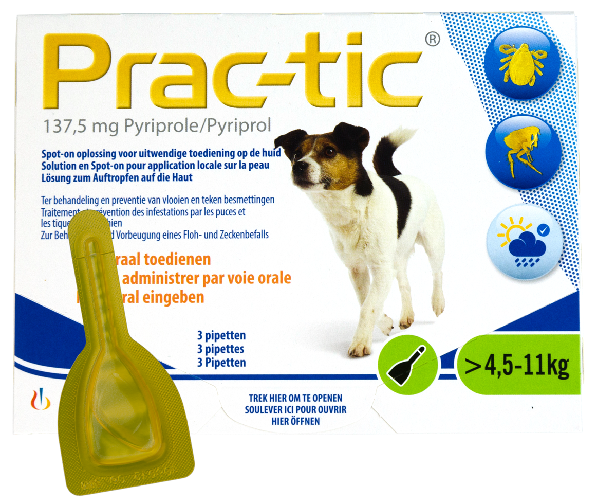 Prac-Tic Teken en vlooien druppels 4,5 tot 11 kg