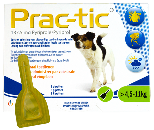 Prac-Tic Teken en vlooien druppels 4,5 tot 11 kg
