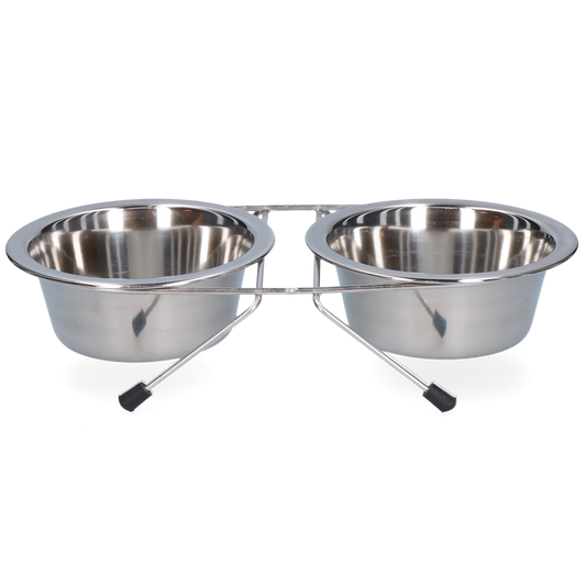 Voer en drinkbak RVS met standaard Ø 13 cm (350 ml)