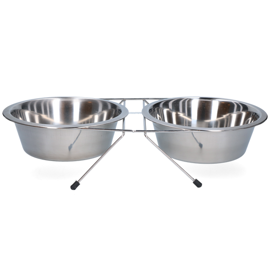 Voer en drinkbak RVS met standaard Ø 21 cm (1750 ml)